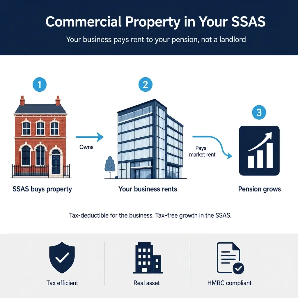 How a SSAS holds commercial property — SSAS owns the property, your business pays rent, pension grows